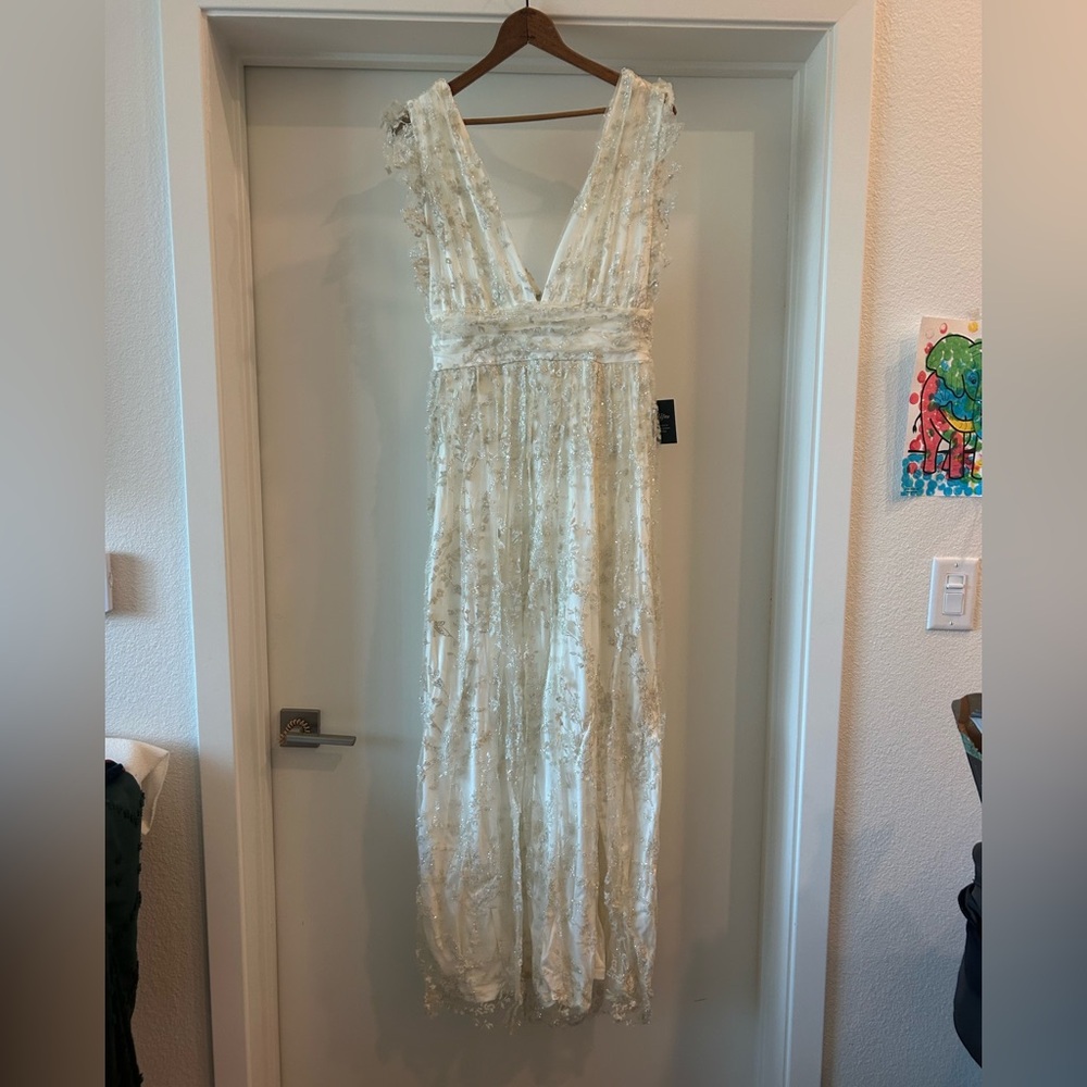 Soieblu White and Silver Embellished Dress